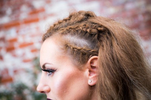 We did some tight cornrow braids in Lesley's hair to add a party vibe.